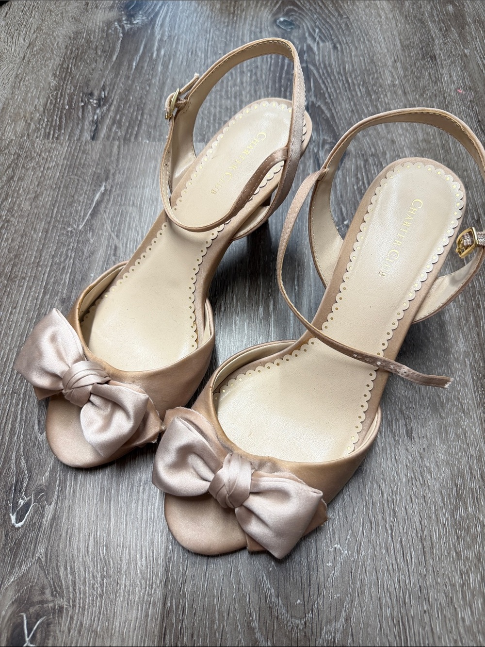 Charter Club blush satin bridesmaid shoes